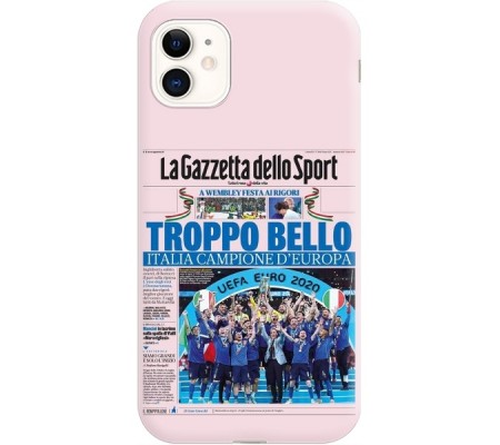 Cover Apple iPhone 11 CAMPIONI D'EUROPA 2020 GAZZETTA ITALIA Bordo Trasparente