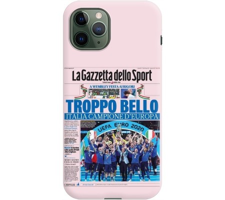 Cover Apple iPhone 11 pro CAMPIONI D'EUROPA 2020 GAZZETTA ITALIA Bordo Nero