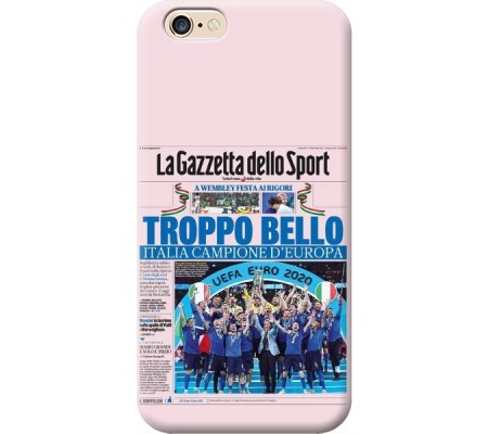 Cover Apple iPhone 6 CAMPIONI D'EUROPA 2020 GAZZETTA ITALIA Bordo Nero