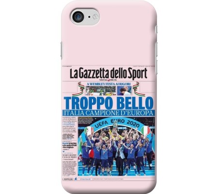 Cover Apple iPhone 7 CAMPIONI D'EUROPA 2020 GAZZETTA ITALIA Bordo Nero