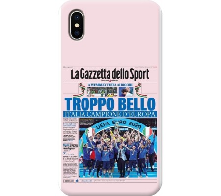 Cover Apple iPhone X CAMPIONI D'EUROPA 2020 GAZZETTA ITALIA Bordo Trasparente