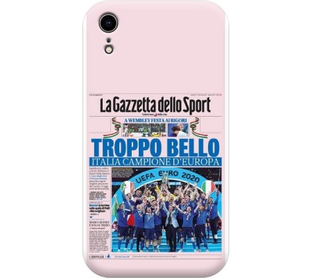 Cover Apple iPhone XR CAMPIONI D'EUROPA 2020 GAZZETTA ITALIA Bordo Trasparente