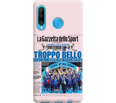 Cover Huawei P30 LITE CAMPIONI D'EUROPA 2020 GAZZETTA ITALIA Bordo Nero